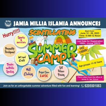 Intensive Summer Camp 2023 for School Students by Jamia Senior Secondary School